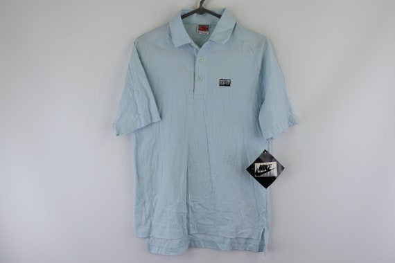NOS 80s Nike Golf Spell Out Patch Polo Shirt Blue