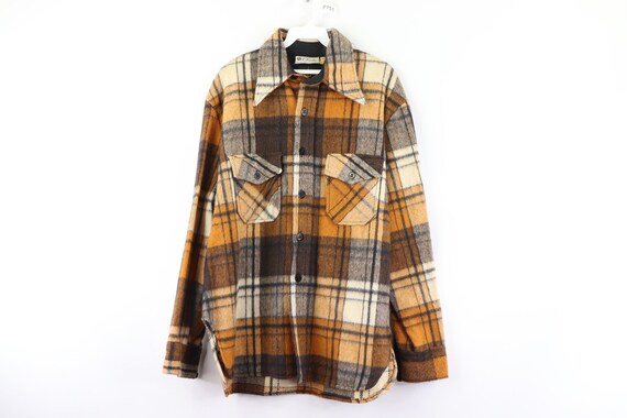 50s Ohrbach's CPO Navy Double Pocket Wool Plaid Sh