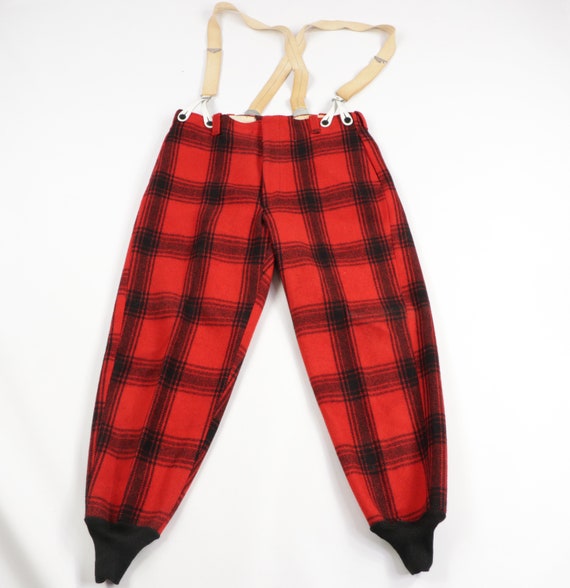 50s Union Made Wool Buffalo Plaid Hunting Joggers