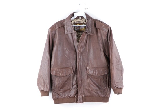 90s Streetwear Distressed Leather Flight Bomber Ja