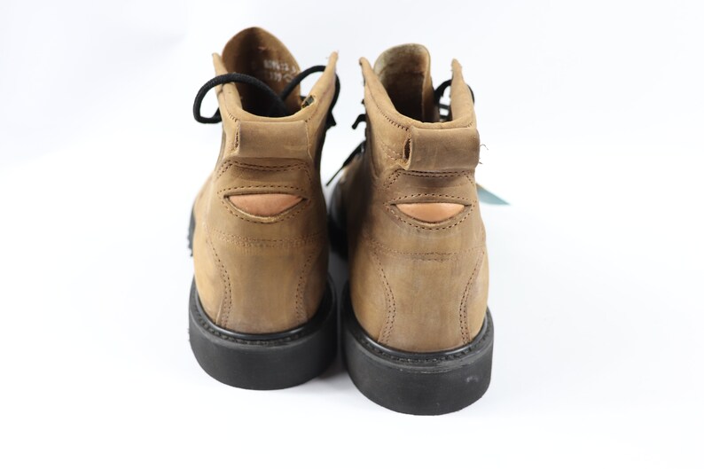 1990s Mens Boots Vintage Carolina Boots Leather Hipster Boot 90s New Carolina Mens 9 Leather Lace Up Combat Moto Work Boots Brown USA