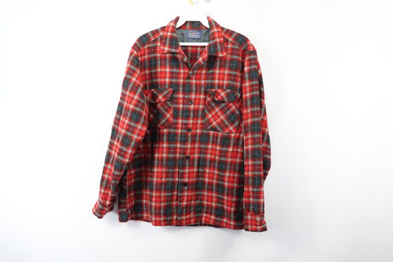 60s Pendleton Virgin Wool Plaid Rockabilly Button