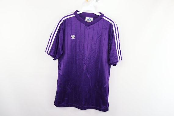 90s Adidas Trefoil Spell Out Striped Soccer Jersey