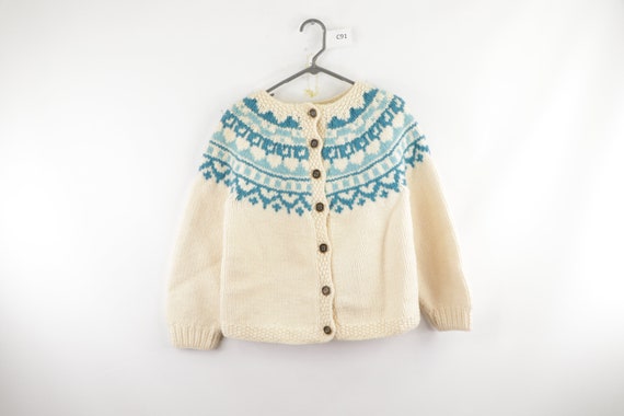 50s Hand Knit Wool Cowichan Fair Isle Cardigan Swe