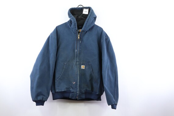90s Carhartt Distressed Faded Quilt Lined Hooded J