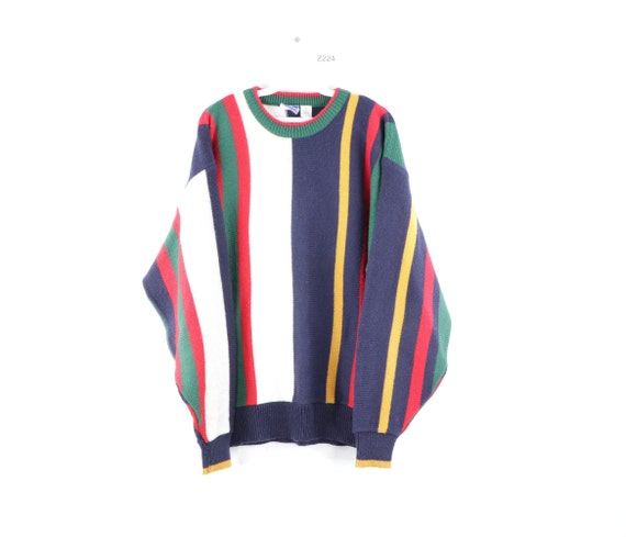 90s Streetwear Multi-Color Striped Color Block Cre