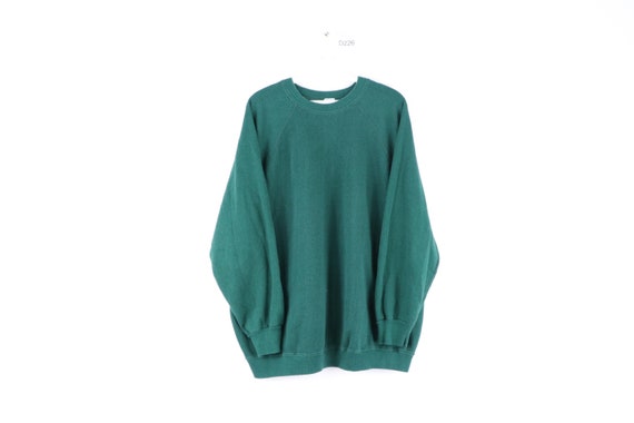 60s Blank Long Sleeve Crewneck Sweatshirt Green US