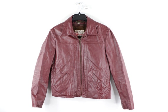 70s Regular Lined Distressed Leather Bomber Jacket