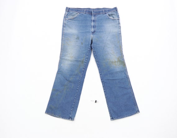 70s Heavy Distressed Stained Straight Leg Jeans Ta