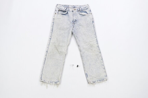 80s Streetwear Distressed Cropped Fit Acid Wash De