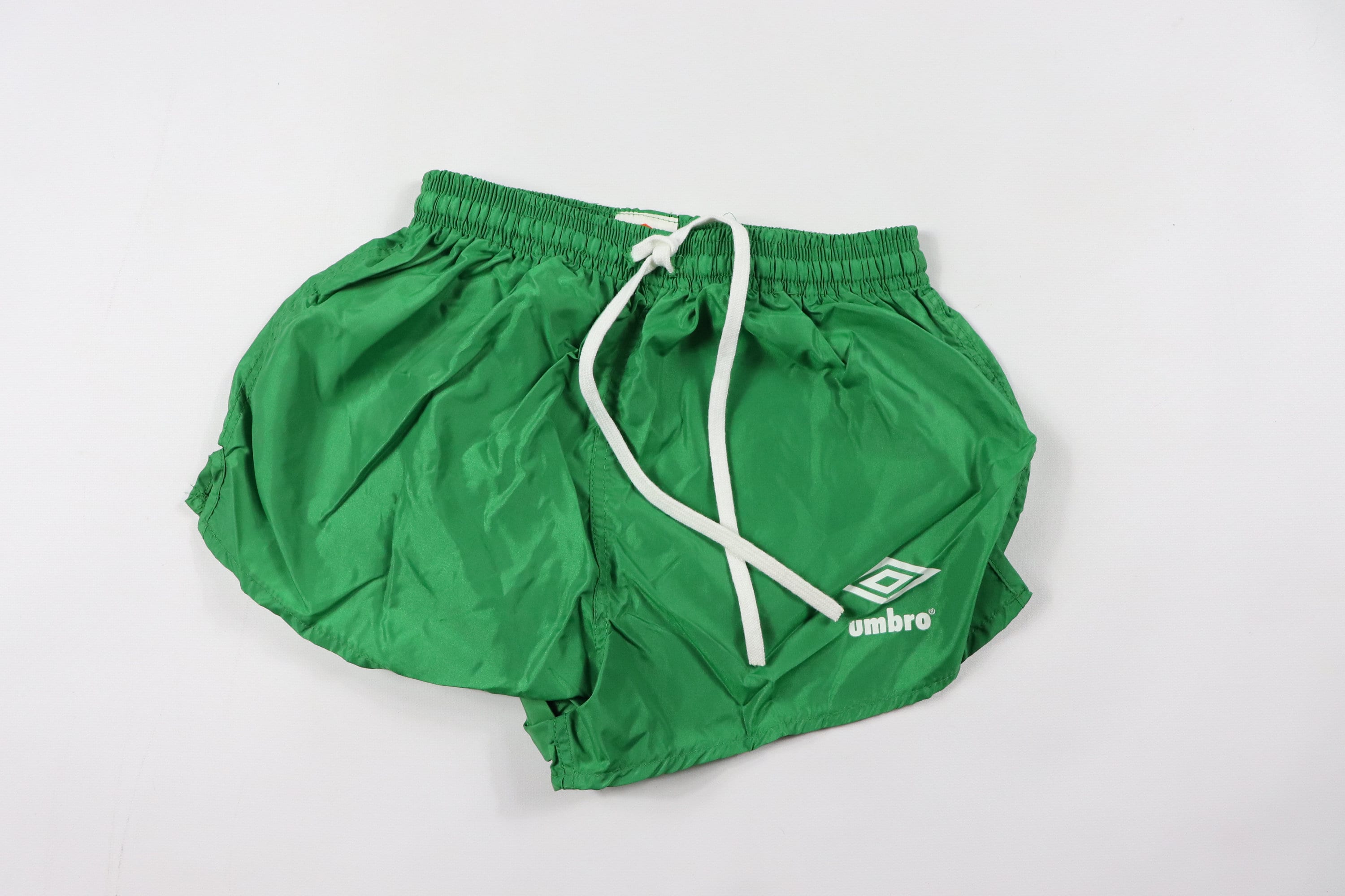 80s New Umbro Youth Spell Out Nylon Soccer Shorts Green White Etsy