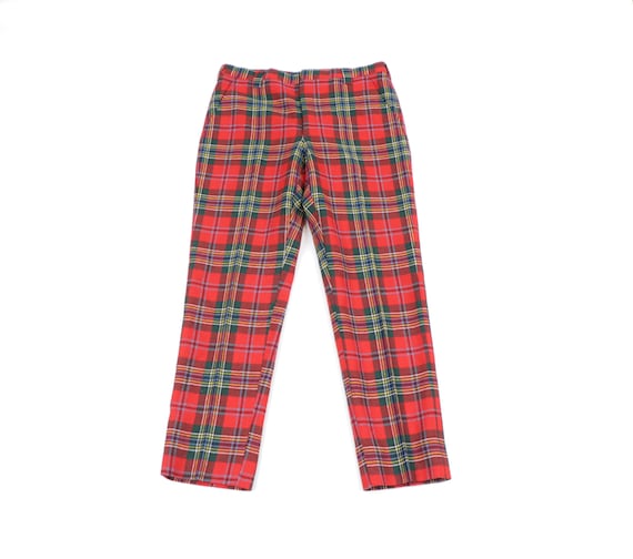 80s Streetwear Scottish Tartan Wool Plaid Golfing