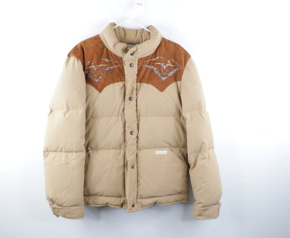 70s Suede Leather Down Fill Western Cowboy Puffer