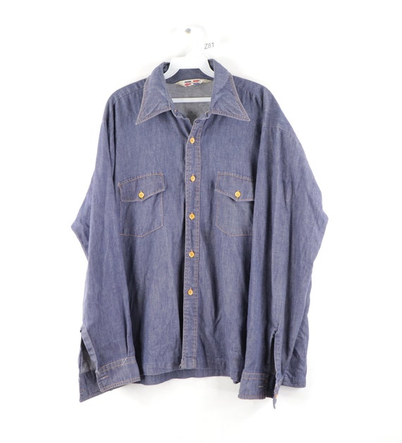 70s Double Pocket Chambray Long Sleeve Denim Jean