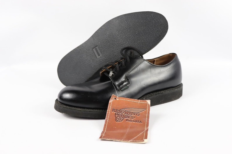 Vintage Red Wing Shoes Postman Oxfords Vintage Red Wing 80s New Red Wing Shoes 101 Postman Oxford Chaparral Leather Shoes Mens 8.5 D Black
