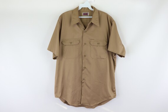 70s Big Mac Double Pocket Mechanic Work Shirt Khak