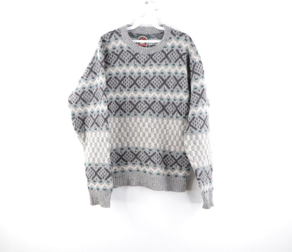 90s Streetwear Fair Isle All Over Print Chunky Woo