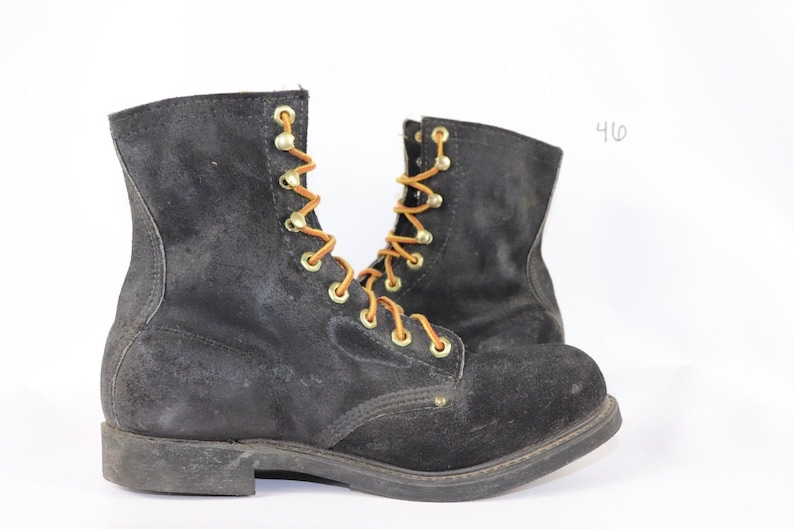 Vintage Georgia Boots 90s New Georgia Boot Tall Hipster Suede Leather Lace Up Logger Boots Tan Mens Size 8 D Black Suede Logger Boots USA