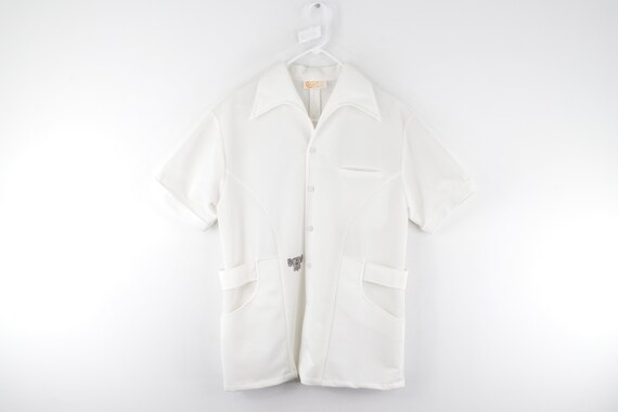70s Stitched Tiki Button Front Beach Wedding Hawai