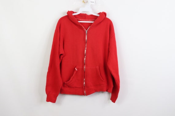 50s Distressed Full Zip Hoodie Hooded Sweatshirt R