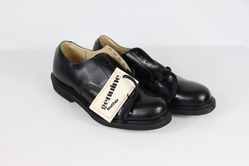Oxford Work Shoes 90s New Georgia Mens 11 E Leather Steel Toe Lace Up Oxford Dress Shoes Black Vintage Georgia Boots 1990s Mens Boots