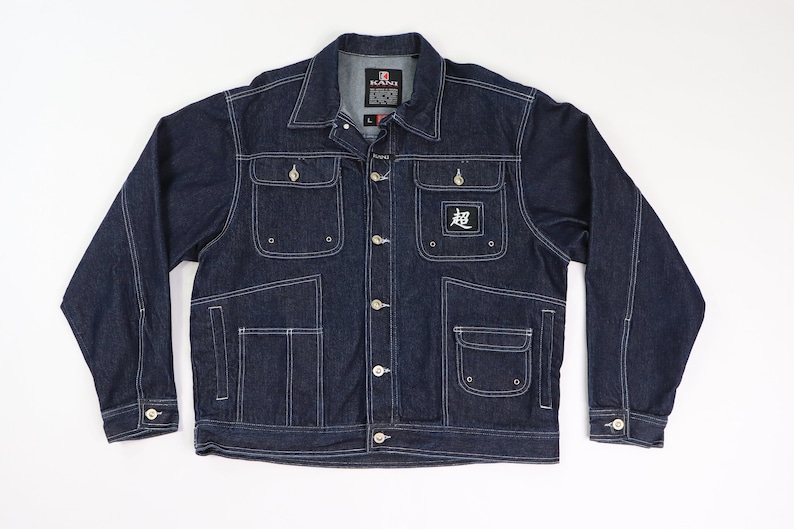 90s Denim Jacket 90s Karl Kani Mens Large 30x32 Denim Jean Jacket Jeans Suit Anime 90s Karl Kani Jeans Vintage Karl Kani Suit 90s Mens