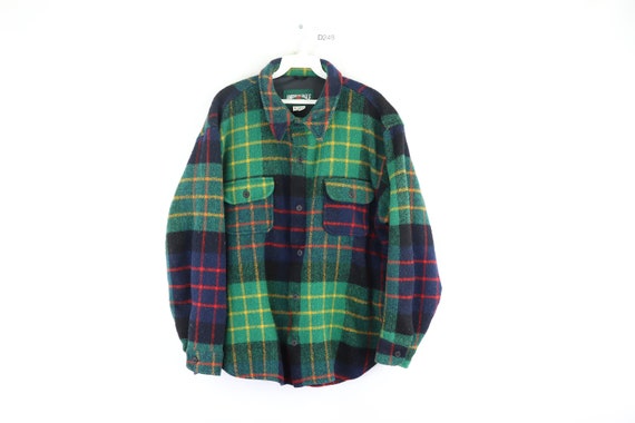80s American Eagle Double Pocket Plaid Wool Shirt