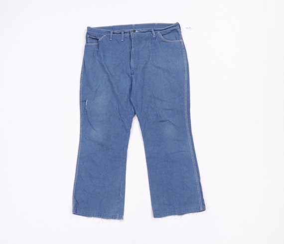 70s Wrangler Distressed Faded Wide Leg Denim Jeans