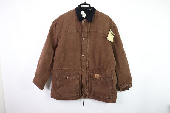 90s New Carhartt Full Zip Lined Denim Chore Barn J