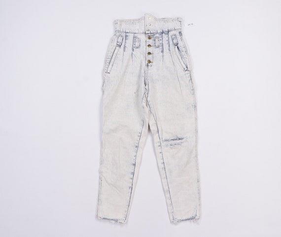 80s Streetwear Distressed Tapered Acid Wash Waist