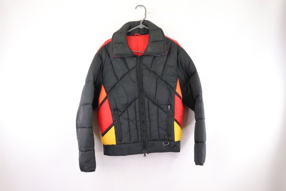 80s Color Block Snowmobile Skiing Puffer Jacket Bl