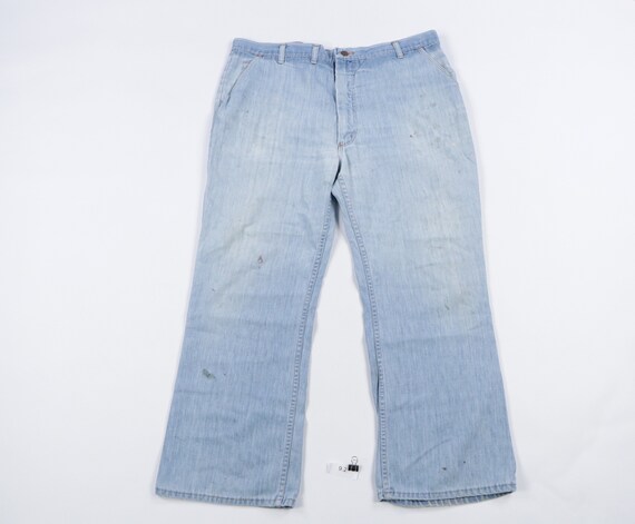 70 Wrangler Distressed Faded Wide Leg Denim Jeans