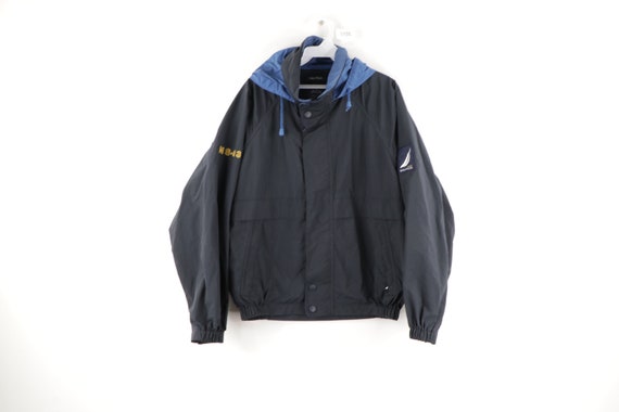 90s Nautica Spell Out Sailing Patch Hooded Windbre