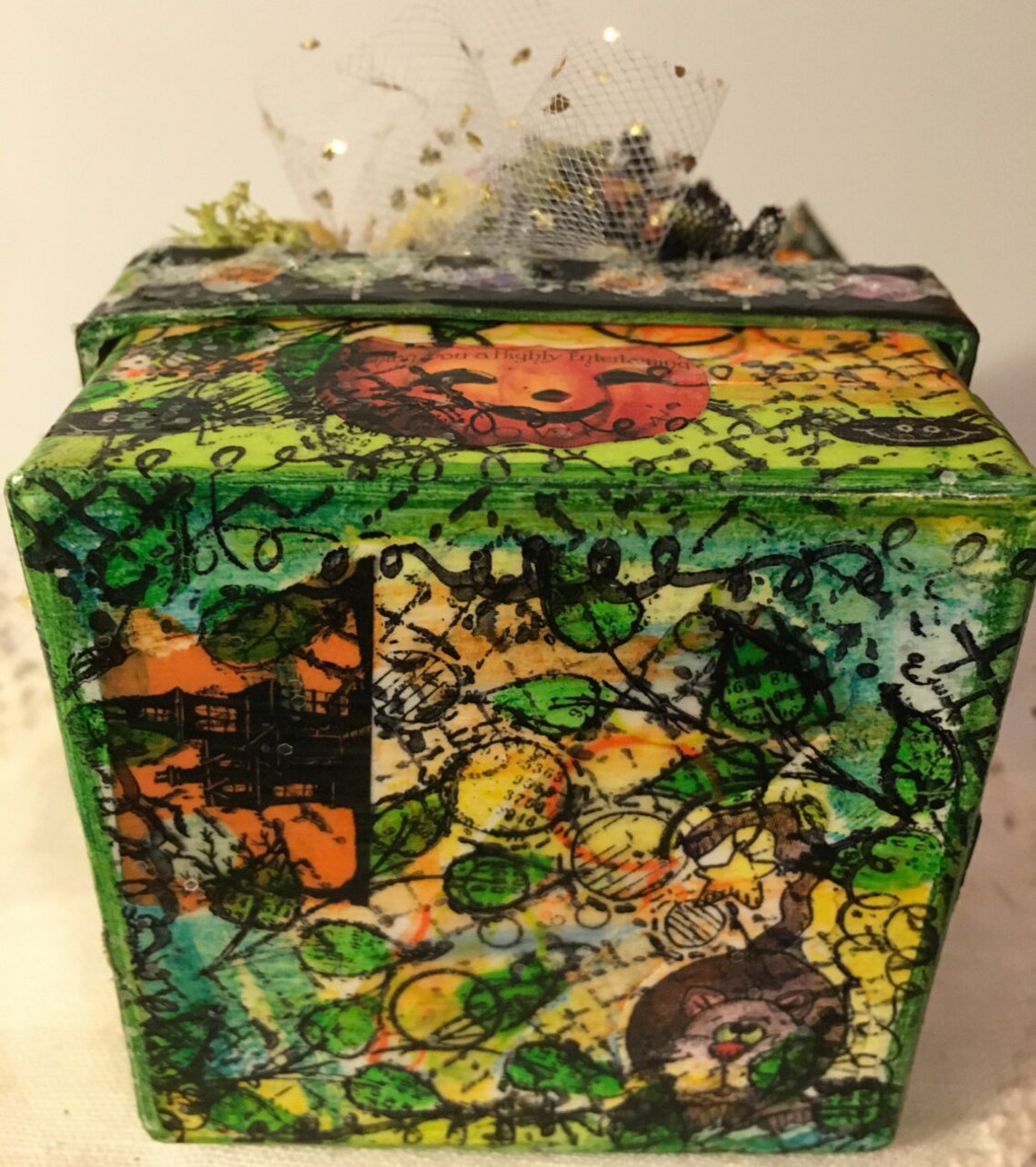 Halloween Decoration Vintage Table Decor Spooky Handmade Etsy