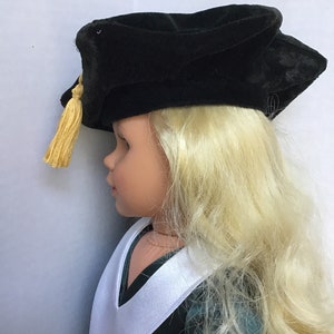 Black velvet Doctoral cap for 18 inch dolls image 5