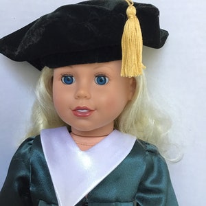 Black velvet Doctoral cap for 18 inch dolls image 1