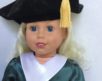 Black velvet Doctoral cap for 18 inch dolls