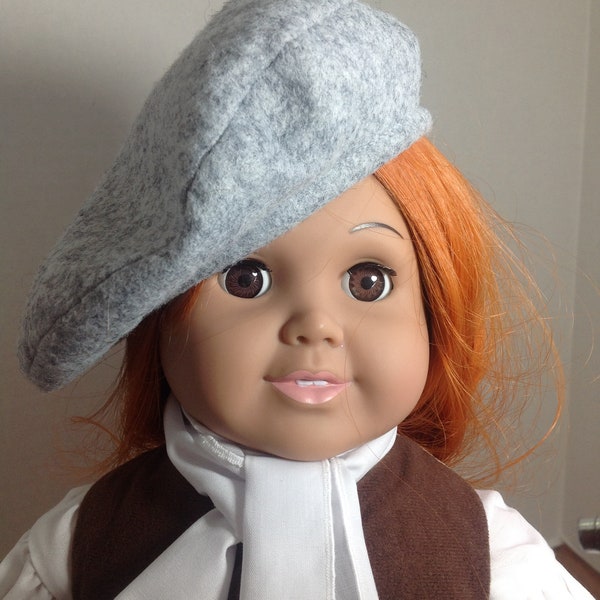 Outlandish grey wool slouch beret for 18 inch dolls