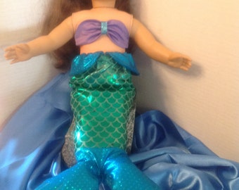 Mermaid tail and top-18 “ or 14” doll costume