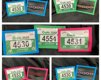 Dog/pet/horse Show Exhibitors id armband card holder 7 colours purple, pink,green,royal,yellow,orange, blue