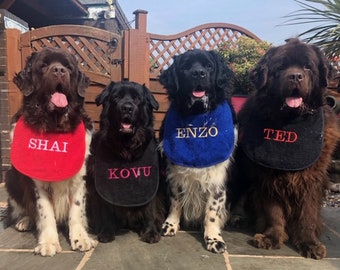 Bava, bava. Bavaglini personalizzati con il nome dei tuoi animali domestici, ideali per Terranova, San Bernardo, Bull Mastiff, tutti i grandi cani bavosi