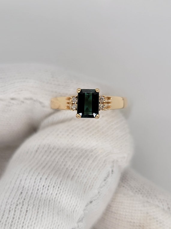 Natural Green Tourmaline & Diamond Ring