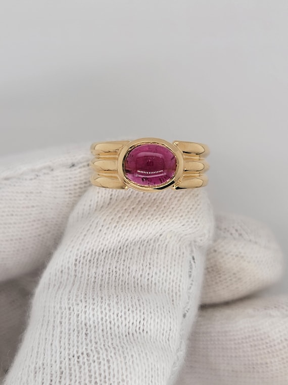 Pink Tourmaline Cabachon Ring - image 1