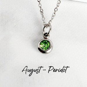 Peridot Necklace: August Birthstone, Hypoallergenic Stainless Steel