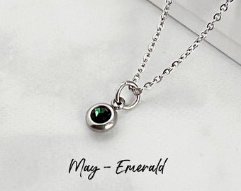 Collier avec pierre de naissance en mai / Cadeau d'anniversaire en mai pour elle / Collier superposé / Acier inoxydable hypoallergénique