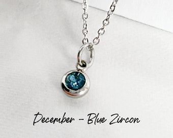 December Birthstone Necklace / December Birthday Gift for Her / Hypoallergenic Stainless Steel / Layering Necklace