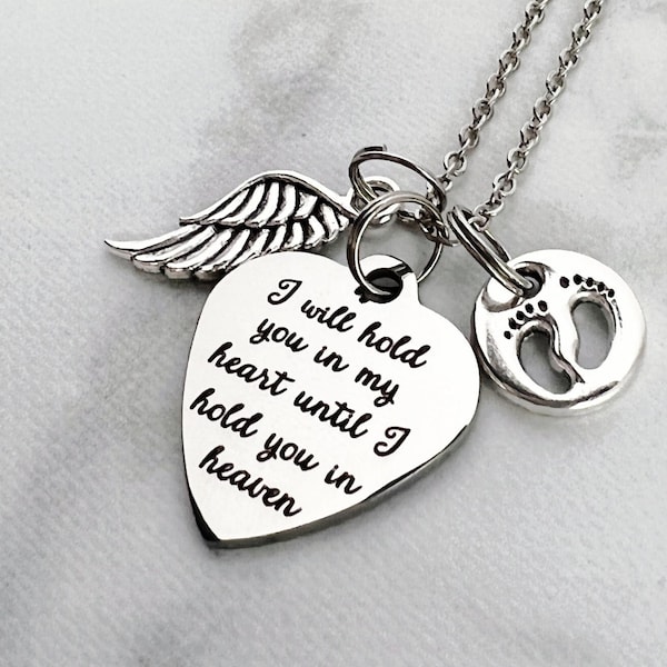 Baby Memorial Necklace / Infant Loss Sympathy Gift for Her / I Will Hold You in my Heart Until I Hold You in Heaven