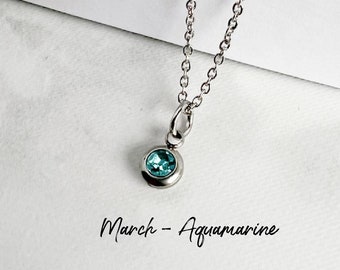 Collier de pierre de naissance de mars / Cadeau d'anniversaire de mars pour elle / Acier inoxydable hypoallergénique / Collier superposé