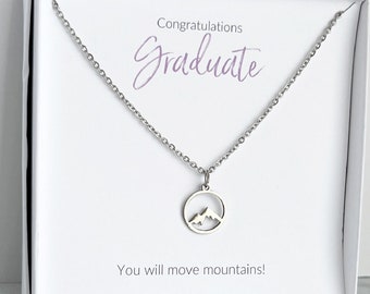 Class of 2024 Graduation Gift for Her / Mountain Charm Necklace / Hypoallergenic Stainless Steel / Inspirational Gift