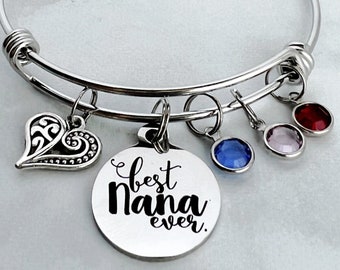 Mother's Day Gift for Nana / Best Nana Ever Bracelet / Grandmother Jewelry / Grandchildren's Birthstones